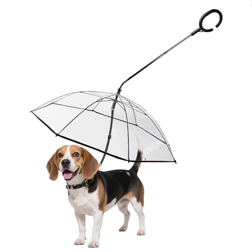 BillionChains Dog Umbrella for Small Dogs Clear Walking Umbrella with Adjustable Leash