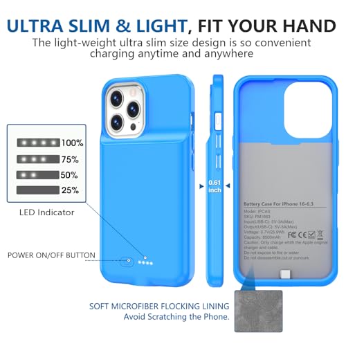 Funda de batería para iPhone 6.3 BOPPS de carga rápida 15W color azul 4