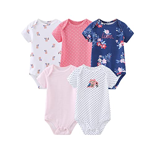 Image of MAMIMAKA Baby Bodysuit Short Sleeve one-Piece Newborn Baby Clothes for Baby Boy and Girls