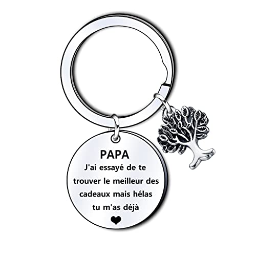GUOYU Cadeaux Papa Porte-clés Papa Père Arbre de Famille Porte Clés pour Hommes Idées Cadeaux Drôles Cadeau Anniversaire Cadeau Fête des Pères Cadeaux de Noël pour Papa