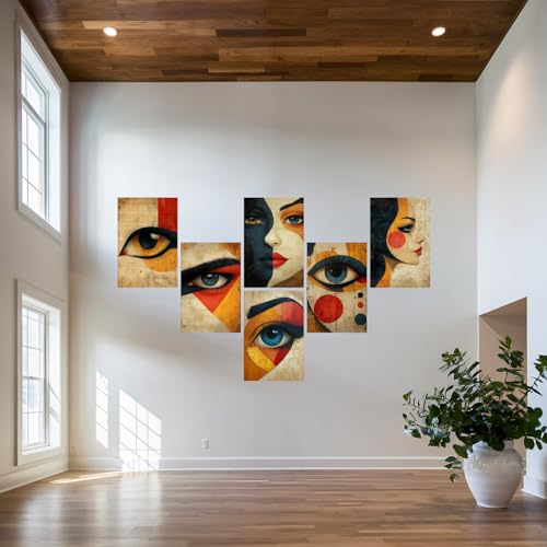Image of SiddArtify Abstract Eye Wall Art Poster Print Set - Modern Face Art Decor for Living Room Bedroom Office - 12x18 inch Sticker Pack of 6