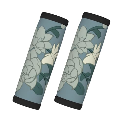 2 Pcs Luggage Handle Wraps, White Bauhinia Print Grip Handle Cover/Travel Bag Identifier for Suitcase Accessories