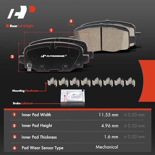 A-Premium Rear Ceramic Brake Pads Set Compatible with Jeep KJ/KK/KL Series Cherokee 2014-2021 & Chrysler 200 2015-2017, 4-Pack by A-Premium - Image 5