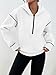 Trendy Queen Half Zip Pullover Cropped Hoodies for Women Y2k Cute Sweatshirts Jackets Fall Fashion 2025 Outfits Clothing White M