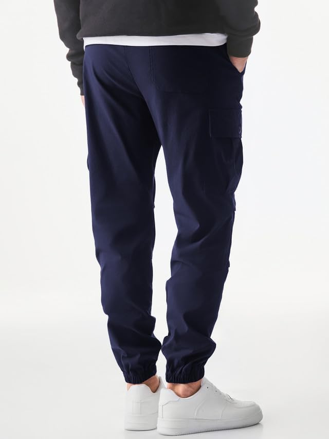 JMIERR Mens Casual Cargo Joggers Pants Elastic Waist Drawstring Stretch Relaxed Fit Work Pants Tapered Sweatpants - Image 2