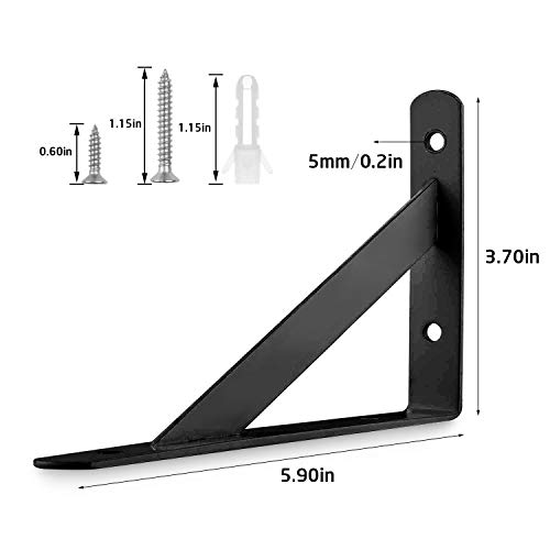 Heavy Duty Shelf Brackets 12 Packs Eau L Corner Brace Black 4 X 6 Inch 90 Degree Floating Shelves, Tripod Triangle Shelf Brackets For Floating Wood Shelves #TOP2