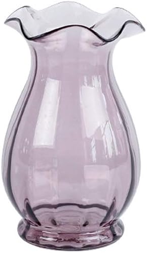 YyuX - Jarrón de cristal hecho a mano, diseño de flores con forma de onda, color morado