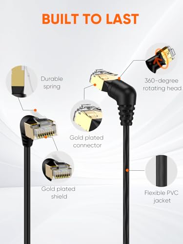 CableCreation 40Gbps 2000Mhz CAT8 Ethernet Cable, 360° Rotation CAT8 LAN Network Cable with RJ45 Shielded Connector, Highly Speed Patch Cord for Gaming, PS5, Router, Modem, PC, 3.3 Feet/1M