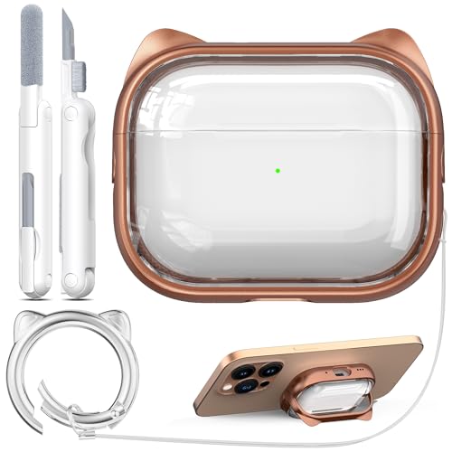 RFUNGUANGO AirPods Pro��2����ی�P�[�X�ƌ݊���������A�g�ѓd�b�z���_�[�@�\�t���A���܂��܂ȐF����I���\�AAirPods Pro 2�P�[�X�ɓK���Ă��܂��A���[�Y�S�[���h+�N���A