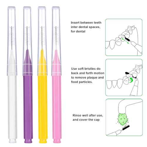 Image of Patelai 100 Pieces Braces Dental Brush for Cleaner Interdental Toothpick Dental Tooth Flossing Head Oral Hygiene Flosser Toothpick Cleaners Tooth Tool(Classic Colors,Multiple Sizes)