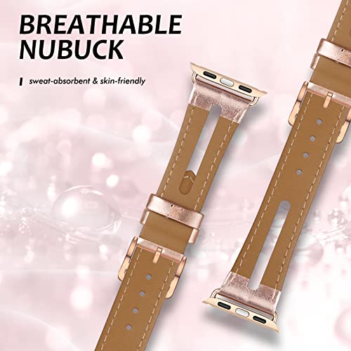 Tuocal Genuine Leather strap Compatible with Apple Watch strap 38mm 40mm 41mm 42mm(Series 10) - Image 4