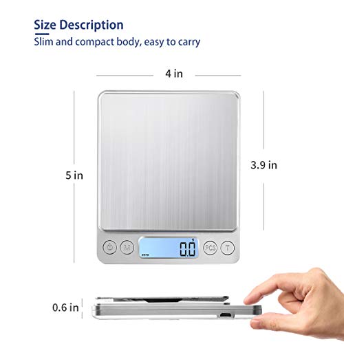 Kubei Upgraded Usb Charging Small Kitchen Scale, 3Kg/0.1G Mini Food Electronic Scale, High Accuracy Cooking Scale, Pocket Scale With Lcd Display #TOP5