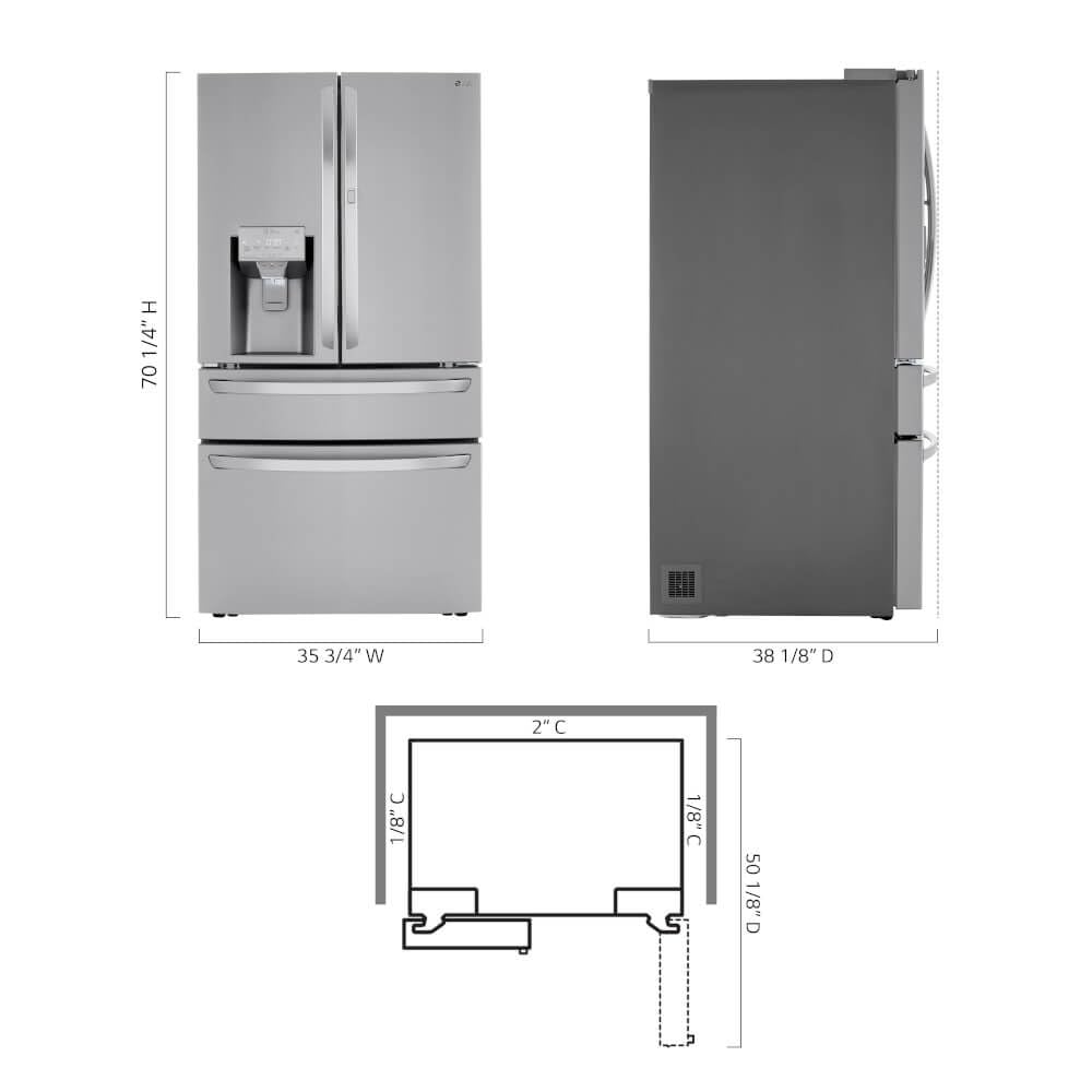 LG 30 Cu. Ft. 4-Door French Door Refrigerator, Door-In-Door, Full-Convert Drawer, Craft Ice In Printproof Stainless Steel Lrmds3006s on Fridge.com - View 5
