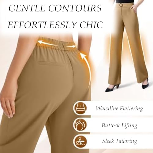 Zenacharm Pants - SoraGrace Women's Perfect Drape High Rise Pull-On Pants, Straight Elastic Wide Leg Dress Slacks4