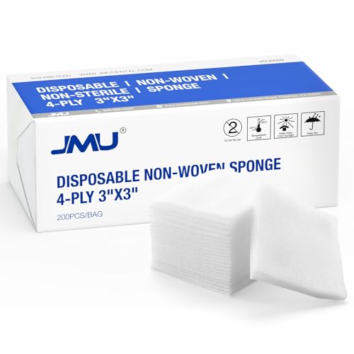 Image of JMU 200 Gauze Pads 3x3, 4-Ply Non Woven Gauze Sponges 3x3, Non Sterile Gauze for Clean or Cover Dressing