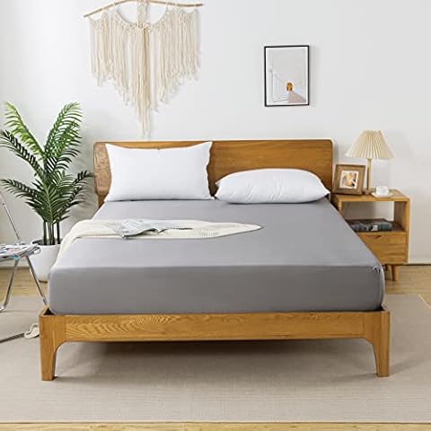 Sábana Bajera Ajustable de Bambú, 150 * 200CM, Gris Cover