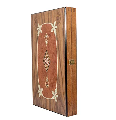 Backgammon Set Mosaic Design- Foldable Walnut Board - Classic Board Game - Size 20,5\" - Thumbnail 2