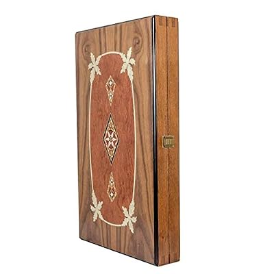 Backgammon Set Mosaic Design- Foldable Walnut Board - Classic Board Game - Size 20,5