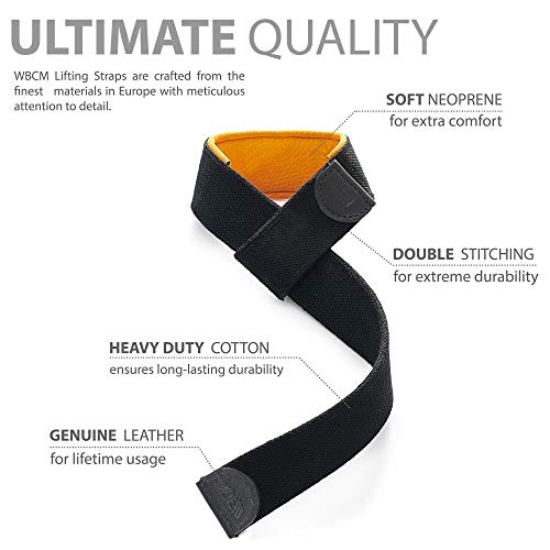 Warm Body Cold Mind Lasso Lifting Wrist Straps For Crossfit, Olympic Weightlifting, Powerlifting, Bodybuilding, Functional Strength Training - Heavy-Duty Cotton Wrist Wraps, Pair (Black "Lasso Pro") #TOP1