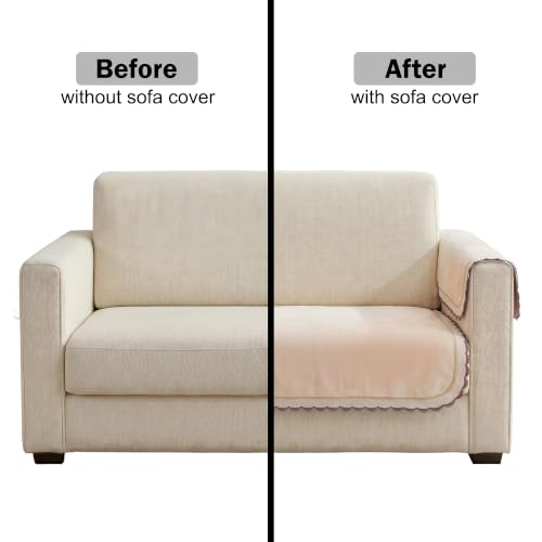 Image of Story@Home Velvet Sofa Cover 2 Seater (76x122Cm) with Arm Rest Covers | Anti Slip Sofa Mat 2 Seater for Living Room | Measure Your Sofa & Create Your Own Customized Set - Ombre Cotton Candy