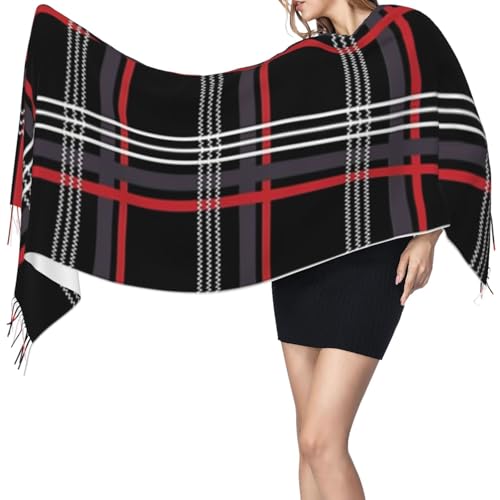 Gti Tartan Women's Winter Scarf - Extra long 71 inch plaid cashmere soft fringe scarf, lightweight and warm, suitable for all seasons3