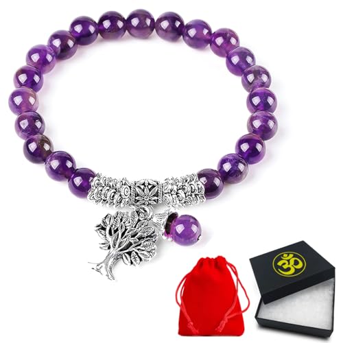 Lista de Omnia Amethyste que Puedes Comprar On-line. 31 Pulsera Cuarzo Amatista Natural Dije de Árbol De La Vida Brazalete Elástico, Meditación, Reiki, Pulsera Elástica, Cuentas 8 milímetros, Yoga, Charms Árbol, Pulsera para...