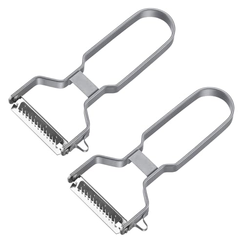 Westmark 2 peladores de verduras en juliana – Corta tiras finas de verduras para sopa y wok de forma sencilla y perfecta, hoja afilada, para diestros y zurdos – Acero inoxidable robusto