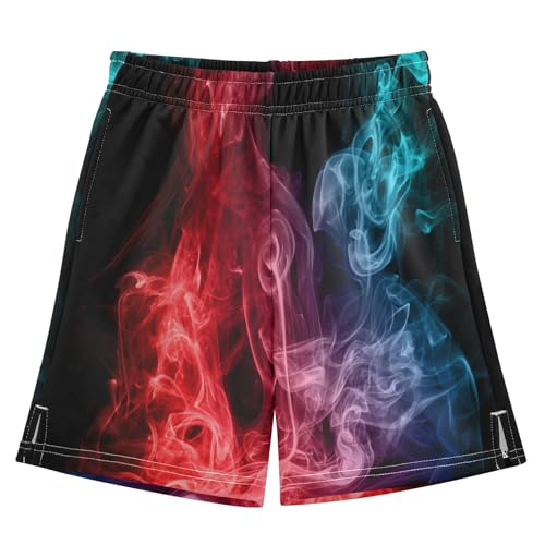 Red Blue Tie Dye Boys Athletic Shorts Kids Basketball Shorts Gym Short for Summer L