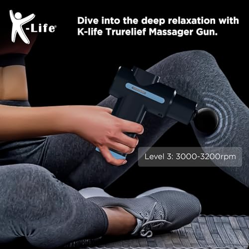 Image of K-life TruRelief Massage Gun For Full Body Neck, Shoulder, Back, Foot Handheld Machine Deep Tissue Muscle Massager Relaxation Pain Relief with Hot & Cold Therapy