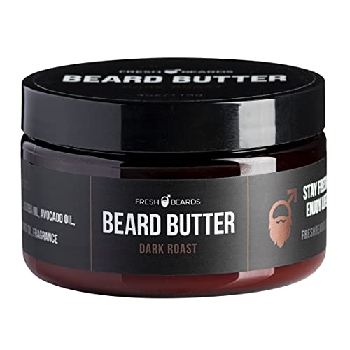 Fresh Beards Dark Roast Beard Butter - Fresh Brew Coffee Bean And Sweet Cream Fragrance - Scented Mens Beard And Mustache Conditioner - Soothing Anti-Itch Moisturizer For Healthy Beard Growth #TOP22
