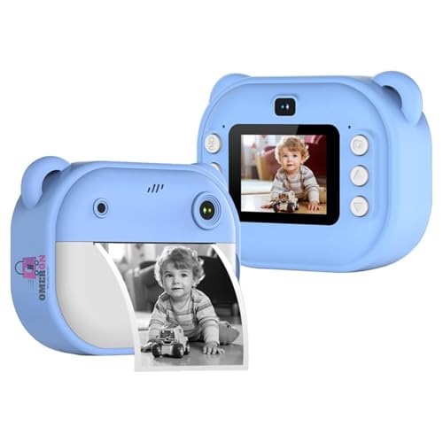 Image of 2 Years Warranty Kids Instant Print Camera 12MP HD Photo & Video with Built-in Thermal Printer, Rechargeable Battery, Fun Filters, Multiple Paper Rolls, Educational Gift Toys for Kids - Blue