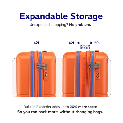Image of Provogue Lumina Hard-Sided PP 55 Cm Suitcase /Cabin Trolley Bag Small| Expandable Space with 8 Wheels Trolley Bags for Travel |Lightweight with Combination Lock|5 Year Warranty (Burnt Orange)