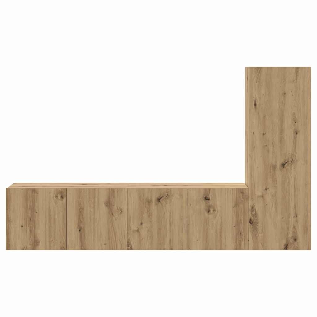 TV-Schrankset Wandmontiert 3-teilig Artisan-Eiche Holzwerkstoff, Modernes Media-Center für Wohnzimmer, Robuste Aufbewahrungslösung, 180 kg Traglast