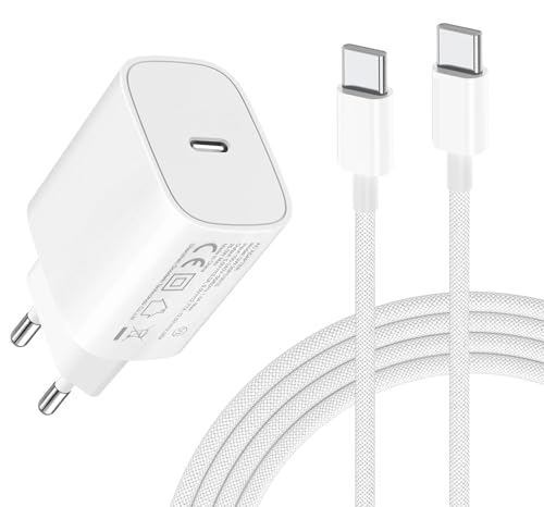 USB C Schnellladegerät und Ladekabel für iPhone 17 16 16e 15/Pro/Pro Max/17 Air/16 15 Plus iPad Air/Pro/11.Generation 25W Ladegerät Stecker Netzteil mit 1M Schnellladekabel Kabel Charger Adapter