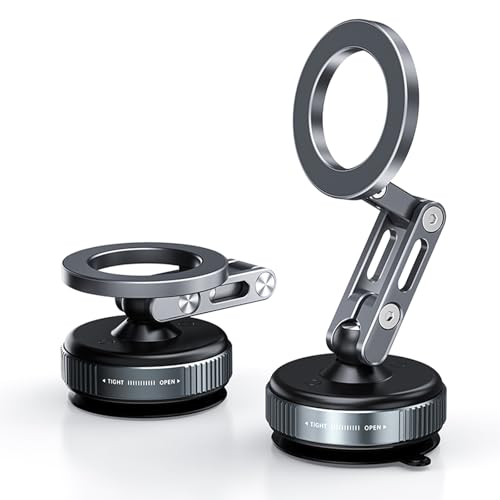 Hoadyush Support Téléphone Voiture Magnétique pour Magsafe – Ventouse à Adhérence Puissante par Technologie du Vide, Rotation 360°, Compatible avec iPhone 12-17 & Galaxy S25 Ultra