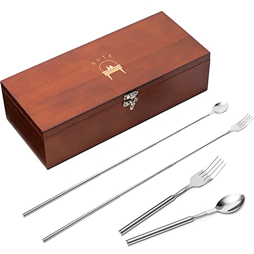 Set de tenedor y cuchara extensibles de acero inoxidable miniatura 2