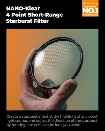 Image of K&F CONCEPT 55mm Variable Short Line Star Lens Filter (4 Point), Cross Screen Starburst Filter-18 Layer Coating Optical Glass with 3 Cleaning Cloth (K Series)