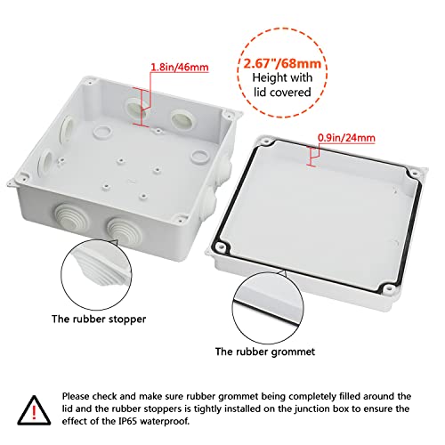 Lemotech Abs Plastic Dustproof Waterproof Ip65 Junction Box Universal Electrical Project Enclosure White 5.9 X 5.9 X 2.8 Inch (150 X 150 X 70 Mm) #TOP3