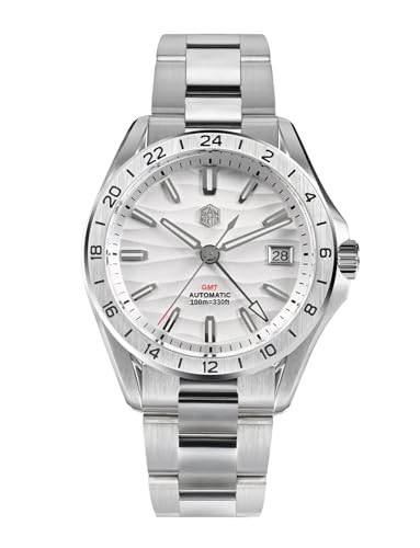 San Martin Watch Mens Watch SN0129 NH34 GMT Sapphire Glass Luminous Diver Watches for Men 39mm Luxury Mechanical 100M Waterproof, White