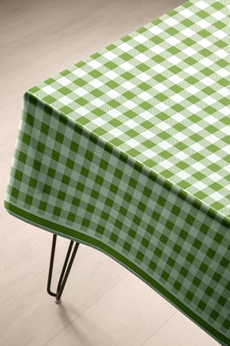 Image of Classic Green and White Checkered 4 /6 Seater Table Cloth /Cover, 52 x 72 Inch, Buffalo Plaid Pattern, Rectangle Dining Table Cover
