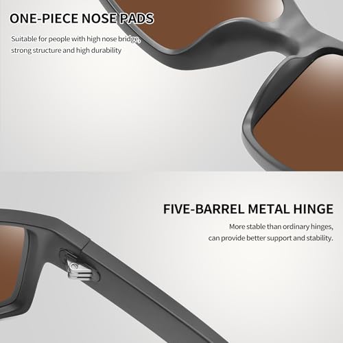 Image of Joopin Rectangle Sports Sunglasses Polarized UV Protection Shades for Men | Wrap Around Sun Glasses, Trendy Plastic Frame, TAC Lens, Safety, Driving, Running, Fishing, Cycling, Hiking