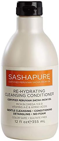 SASHAPURE Re-Hydrating Cleansing Conditioner with Sacha Inchi Oil - Sulfate-Free, Color Safe, Gentle Cleansing, Conditioning, Detangling, 12 fl. oz.
