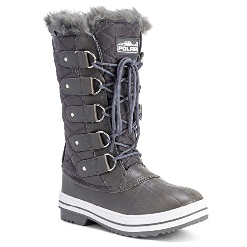Image of POLAR Womens Snow Boot Nylon Tall Winter Fur Lined Snow Warm Waterproof Rain Boot