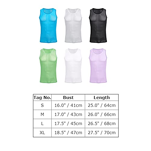 Men's Ice Silky Mesh Sheer Tank Tops Summer Undershirt Sleeveless Semi See Thru Tee Fitted Gym Workout Muscle Top Vest Black Large #TOP6