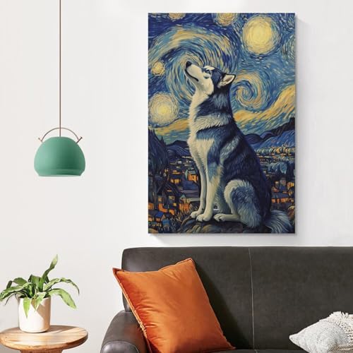 Tableau husky sibérien impression sur toile décoration murale 50x75 cm - 4