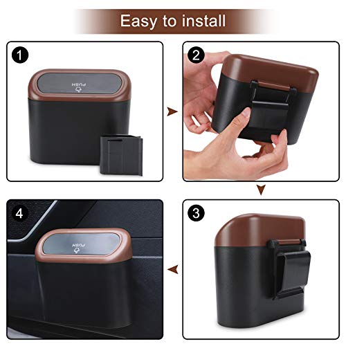 Image of Accmor Car Trash Can with Lid, Leakproof Vehicle Trash Bin Auto Dustbin Organizer, Waterproof Mini Garbage Bin Trash Container with Garbage Bag for Automotive Car, Home, Office, Kitchen