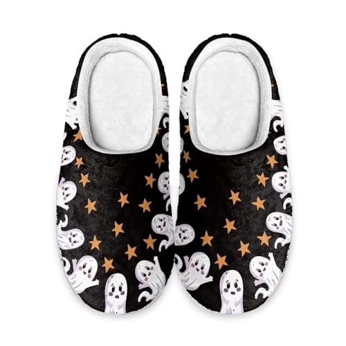Pantoufles d'Halloween chaudes et antidérapantes en coton doux pour affronter le froid