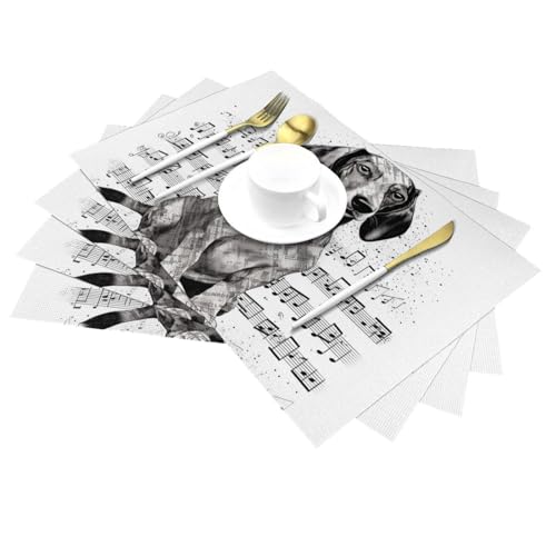 Set de table teckel musique antidérapant lavable cuisine maison - 6