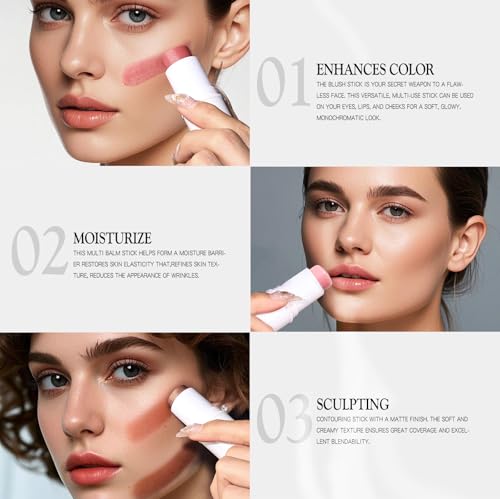 Image of bayfree 3 PCS Makeup Cream Contour Stick Set, Highlighter Stick & Bronzer Stick & Blush Stick, Long Lasting, Natural Face Contour, Dewy & Matte Finish, Multi Stick Trio for All Skin