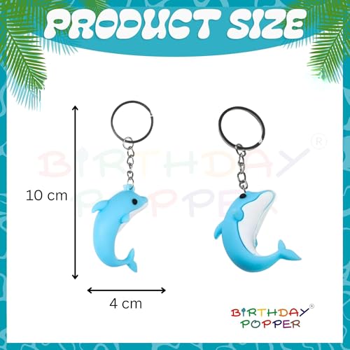 Image of Birthday Popper 12 Pcs Aqua Series 3D Keychains as Birthday Return Gifts - Durable Metal Alloy School Bag Charms for Kids, Lightweight Key Accessories
